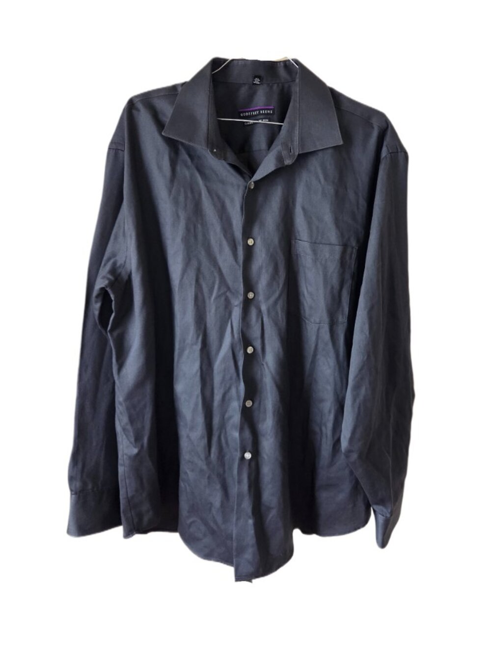 Geoffrey Beene Men's Long Sleeve Dark Gray Button Front Shirt with Pocket